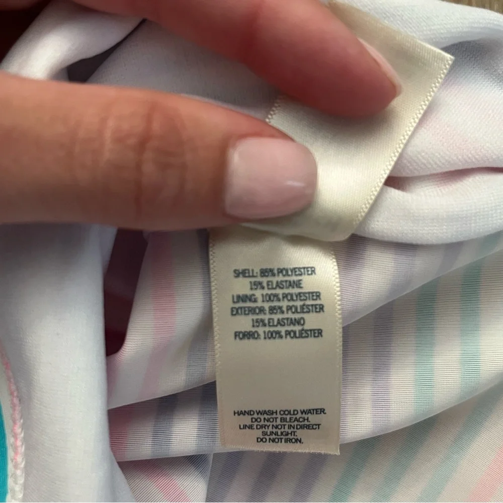 🆕Oshkosh baby girls two piece pastel‎ multicolor striped swim suit 24 mos NWT